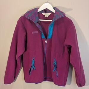 Vintage Columbia Fleece Jacket Y2K Pink Turquoise Purple Casual Layer - Size S